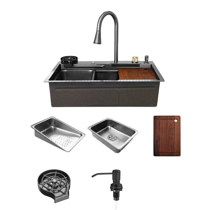 29.5" x 18" Workstation Kitchen Sink with Cup Washer - Golzar Home