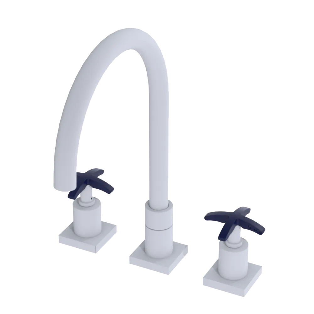 Rubinet Widespread Kitchen Set Matt White