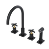 Rubinet Widespread Kitchen Set with Hand Spray Matt Black