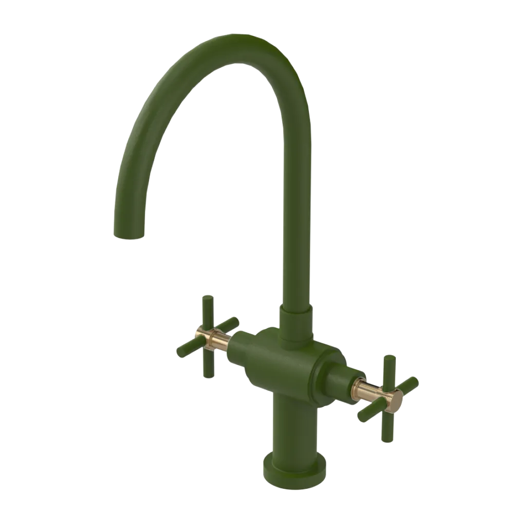 Rubinet Two Handle Single Hole Kitchen Set with LaSalle Spout Green Envy