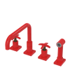 Rubinet Widespread Kitchen Set with Genesis Spout with Hand Spray Red