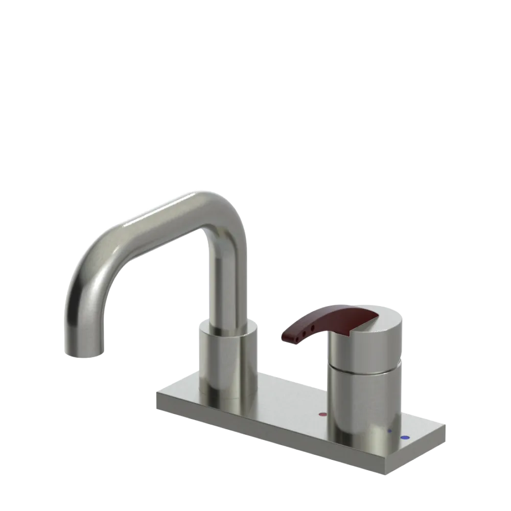 Rubinet 4" Centre Single Control Lav. Set. with Genesis spout (less drain) Satin Nickel