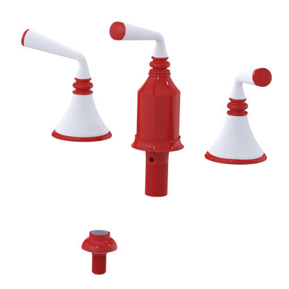 Rubinet Bidet Fitting with Spray, Diverter, and Vacum Breaker (Less Drain) Red