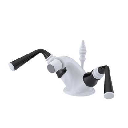 Rubinet Single Hole Dual Handle Bidet Fitting (Less Drain) White
