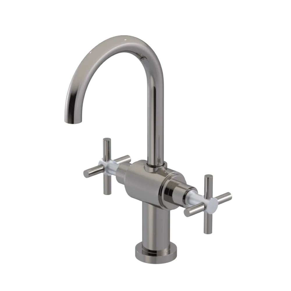 Rubinet Single Hole Dual Handle Lav. Set with LaSalle Spout (less drain) Polished Nickel