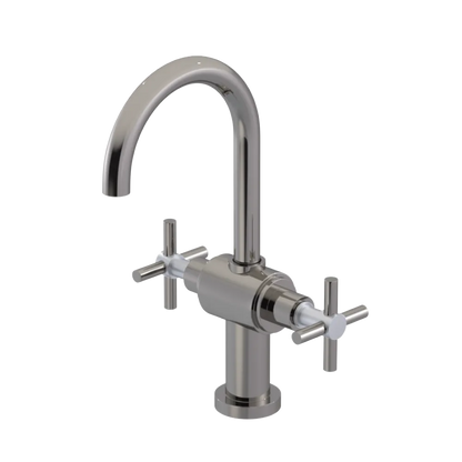 Rubinet Single Hole Dual Handle Lav. Set with LaSalle Spout (less drain) Polished Nickel