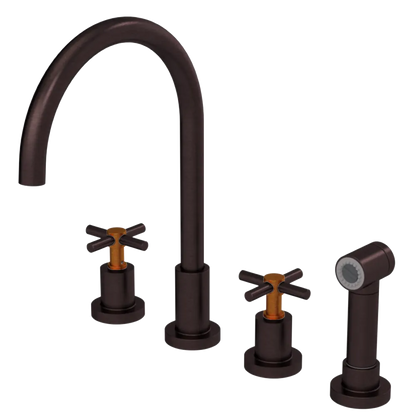 Rubinet Widespread Kitchen Set with LaSalle Spout with Hand Spray Oil Rubbed Bronze