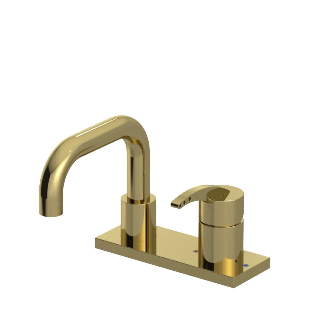 Rubinet 4" Centre Single Control Lav. Set. with Genesis spout (less drain) Natural Brass