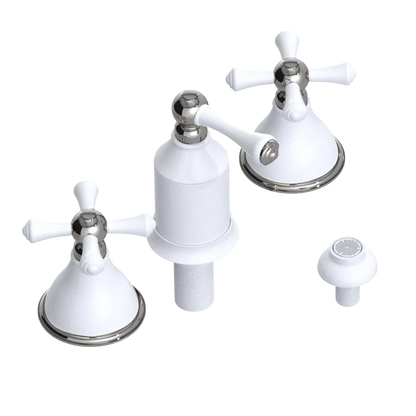 Rubinet Bidet Fitting with Spray, Diverter, and Vacum Breaker (Less Drain) White