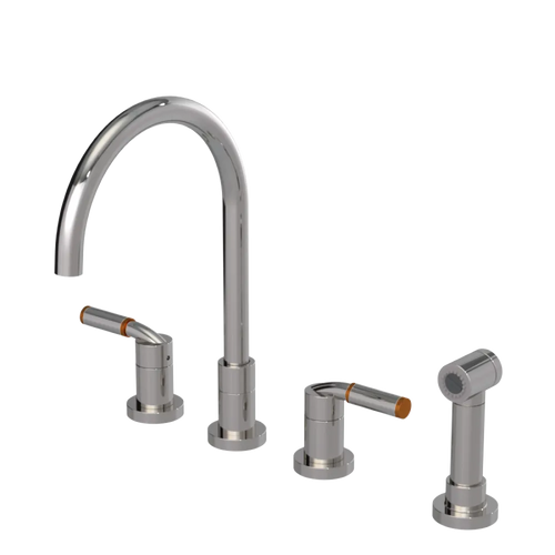 Rubinet Widespread Kitchen Set with Hand Spray Polished Nickel