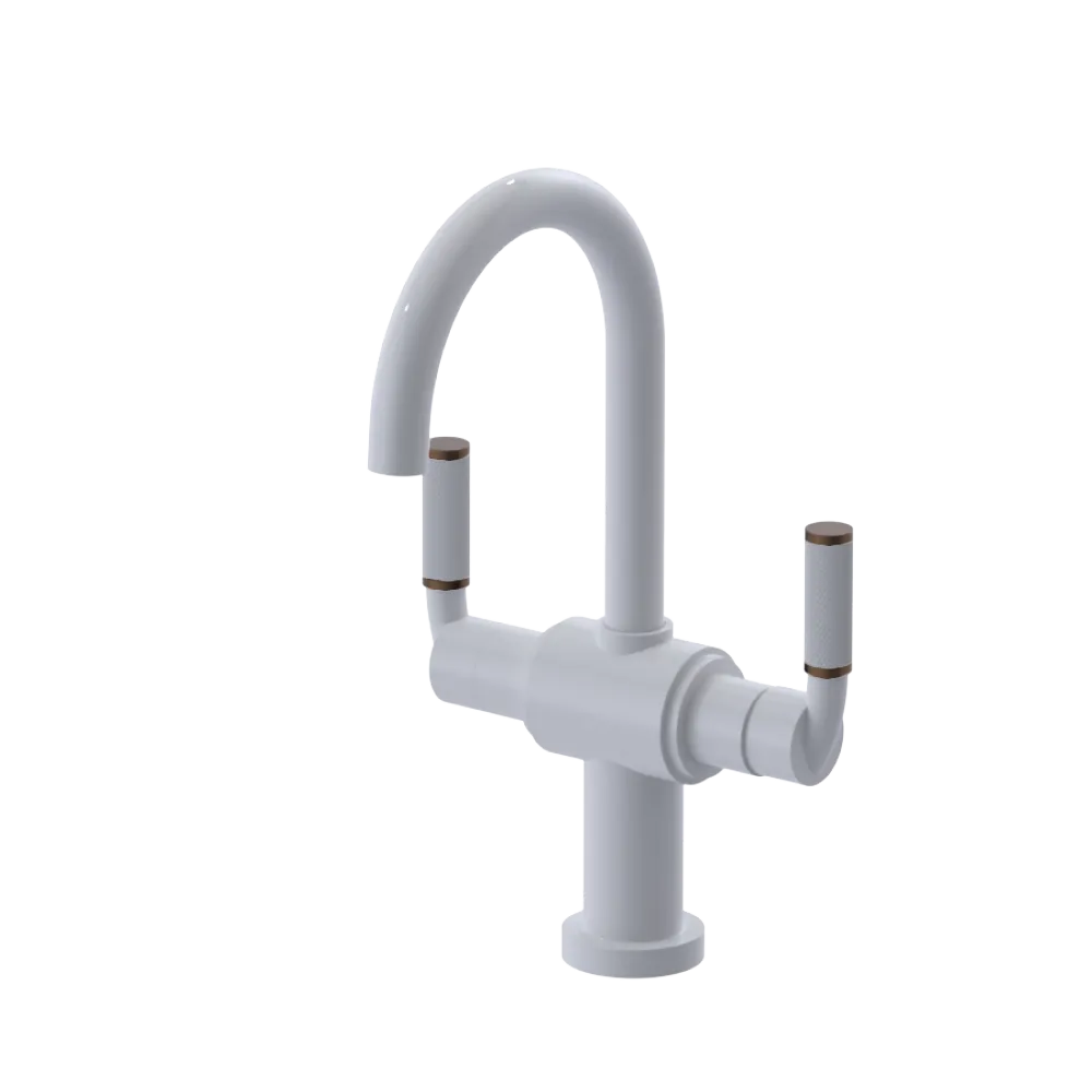 Rubinet Single Hole Dual Handle Lav. Set. (less drain) White