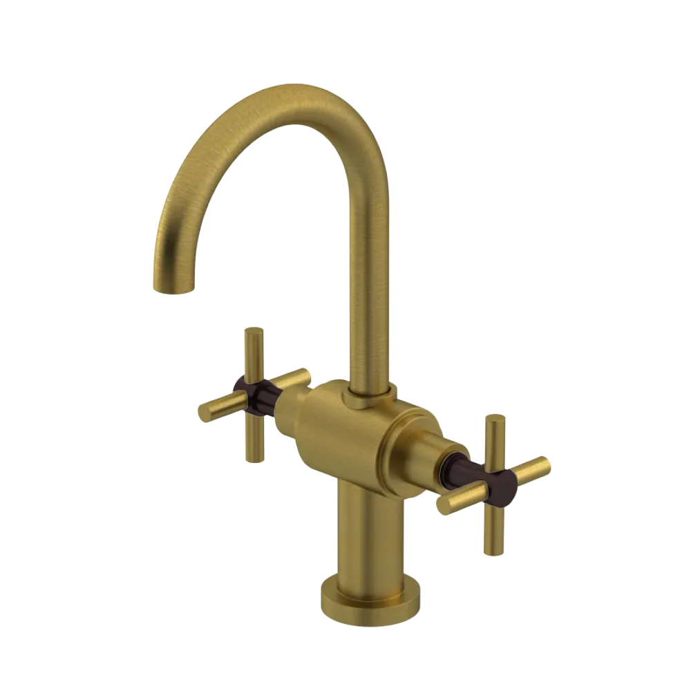 Rubinet Single Hole Dual Handle Lav. Set with LaSalle Spout (less drain) Antique Brass Matt