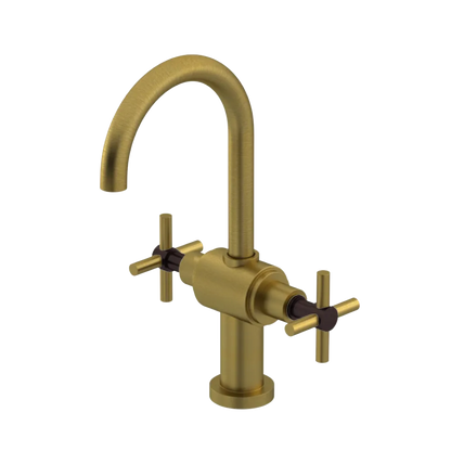 Rubinet Single Hole Dual Handle Lav. Set with LaSalle Spout (less drain) Antique Brass Matt