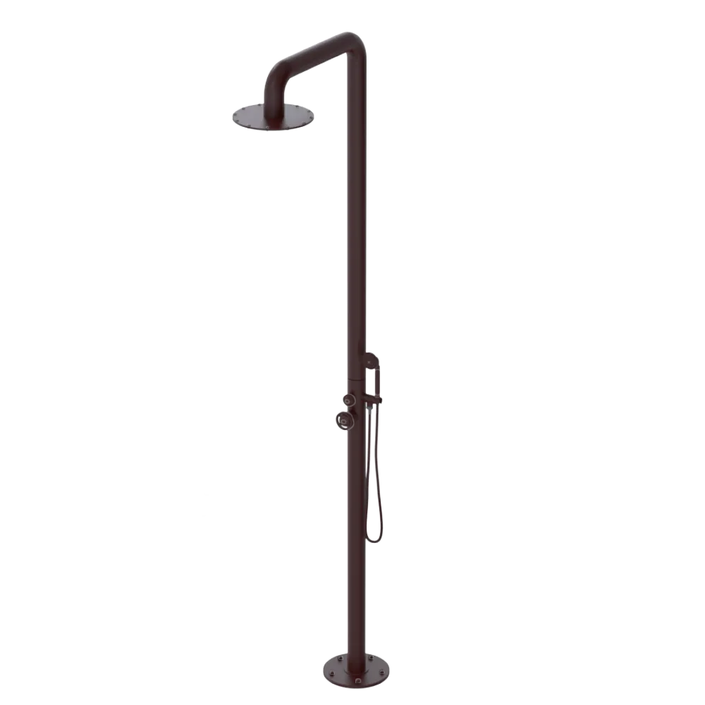 Rubinet Pressure Balance Outdoor Shower with Hand Held Shower & 10" Shower Head - 304 Stainless Steel Bordeaux