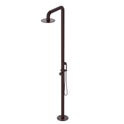 Rubinet Pressure Balance Outdoor Shower with Hand Held Shower & 10" Shower Head - 304 Stainless Steel Bordeaux