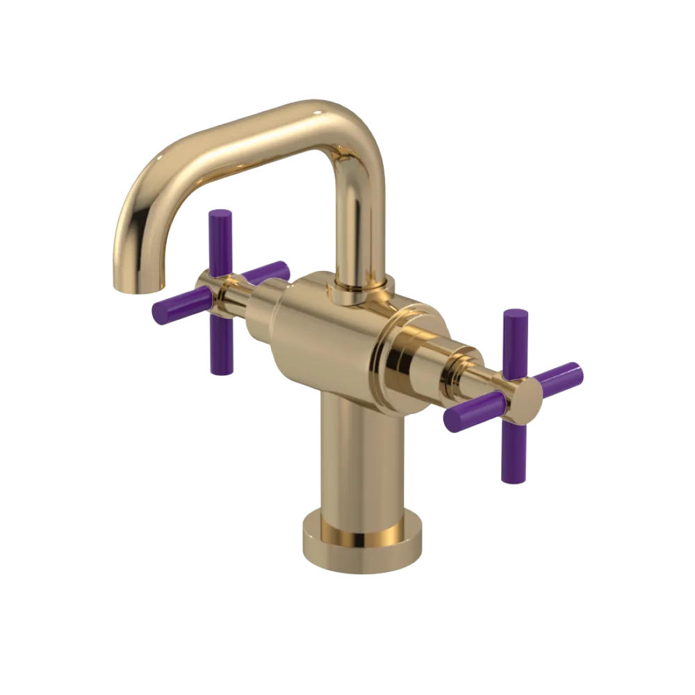 Rubinet Single Hole Dual Handle Lav. Set. (less drain) Gold