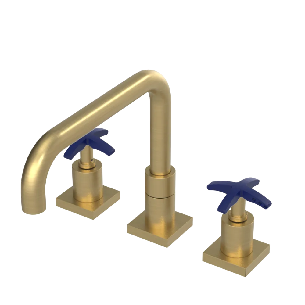 Rubinet Widespread Kitchen Set with Genesis Spout Satin Gold
