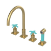 Rubinet Widespread Kitchen Set with Hand Spray Satin Gold
