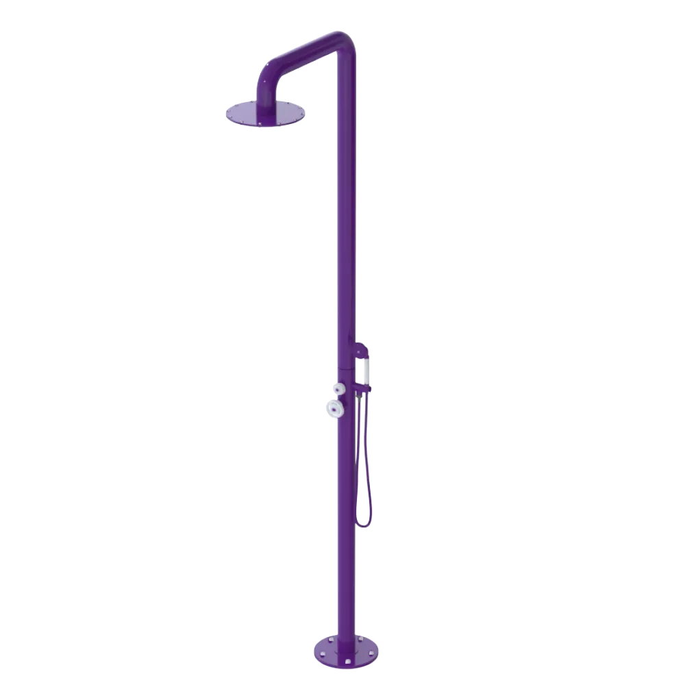 Rubinet Pressure Balance Outdoor Shower with Hand Held Shower & 10" Shower Head - 304 Stainless Steel Purple Haze