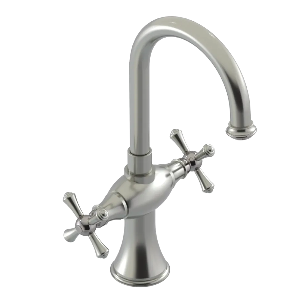 Rubinet Single Hole Dual Handle Lav. Set. (less drain) Satin Nickel