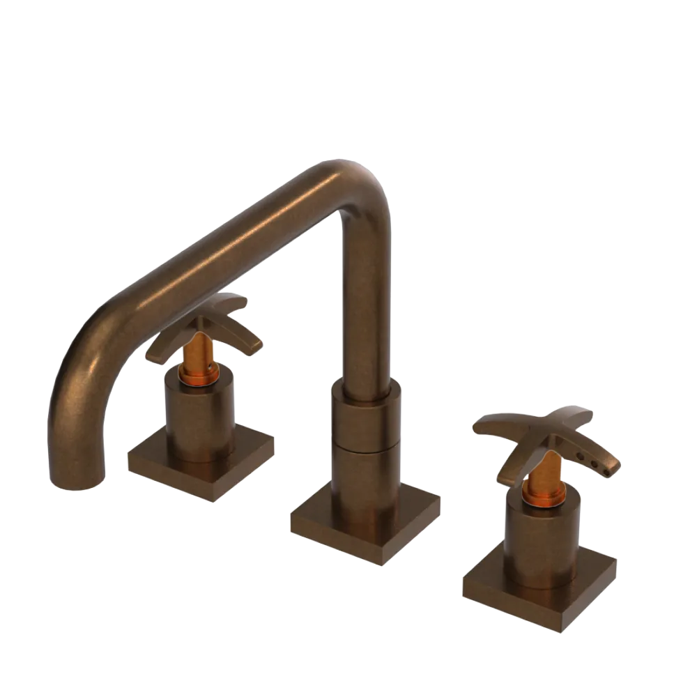 Rubinet Widespread Kitchen Set with Genesis Spout Tuscan Brass