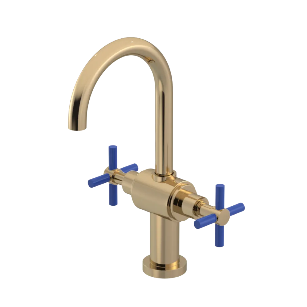 Rubinet Single Hole Dual Handle Lav. Set with LaSalle Spout (less drain) Gold