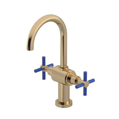 Rubinet Single Hole Dual Handle Lav. Set with LaSalle Spout (less drain) Gold