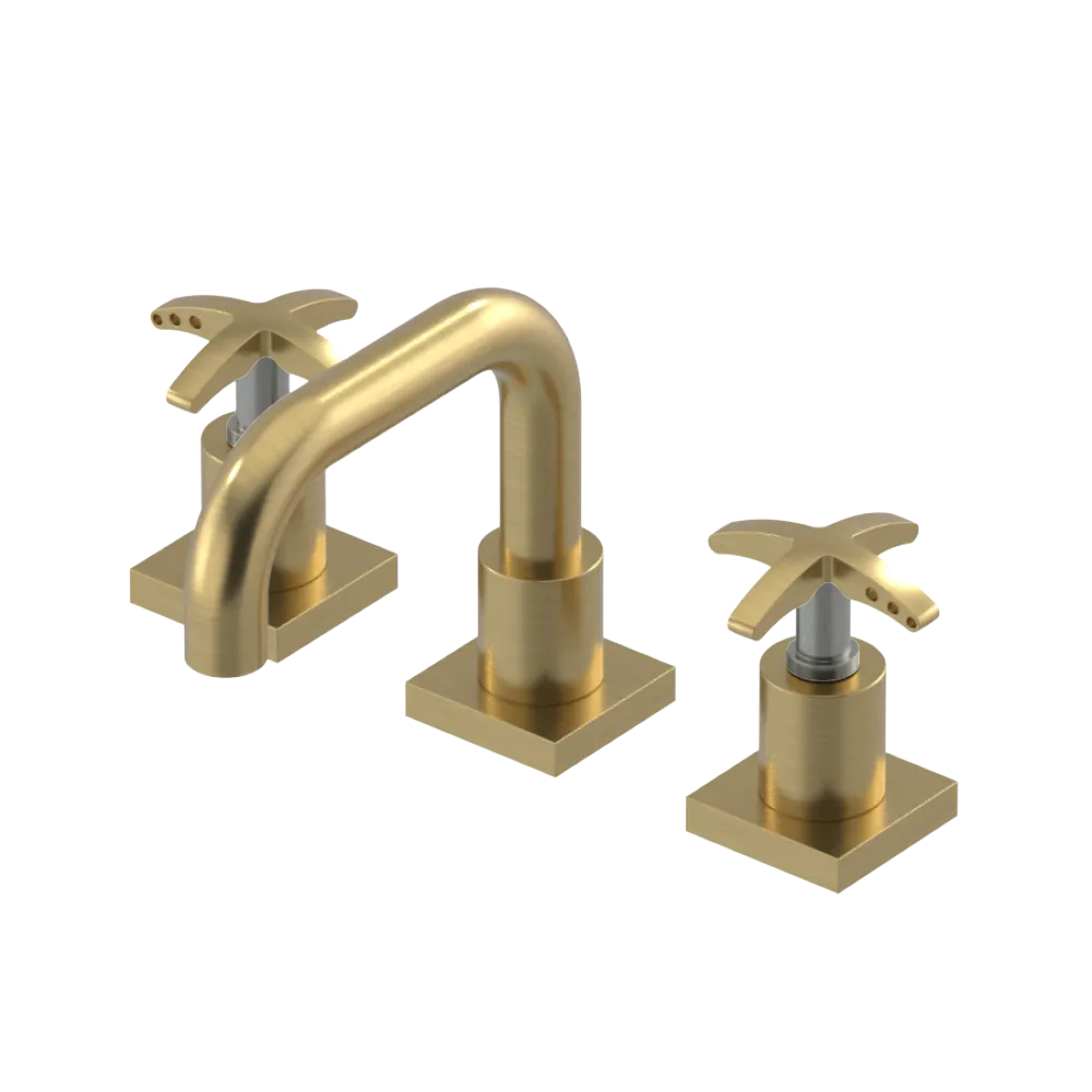 Rubinet Widespread Lav. Set. with Genesis spout (less drain) Satin Brass