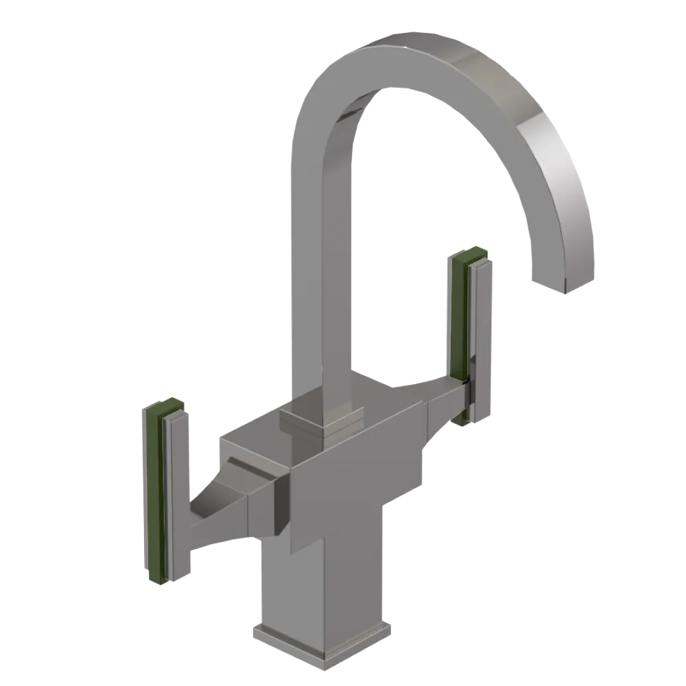Rubinet Single Hole Dual Handle Lav. Set. (less drain) Polished Nickel