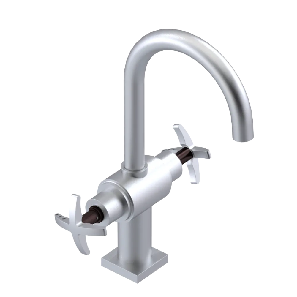 Rubinet Single Hole Dual Handle Lav. Set. (less drain) Satin Chrome