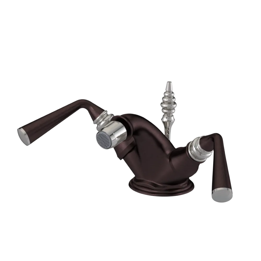 Rubinet Single Hole Dual Handle Bidet Fitting (Less Drain) Tuscan Brass