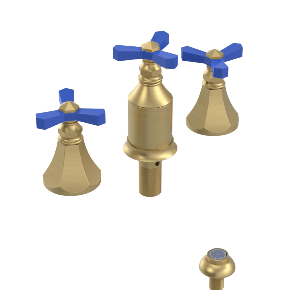 Rubinet Bidet Fitting with Spray, Diverter, and Vacum Breaker (Less Drain) Satin Brass