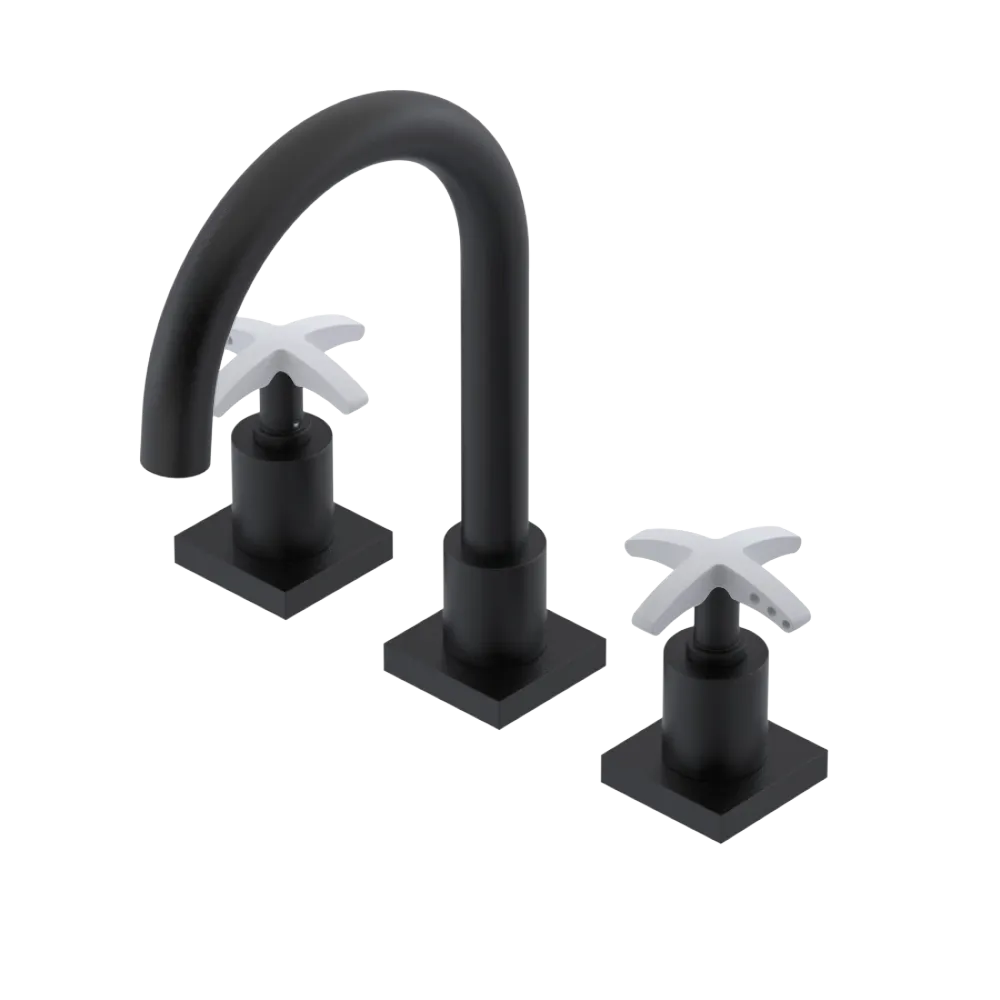 Rubinet Widespread Lav. Set. (less drain) Matt Black