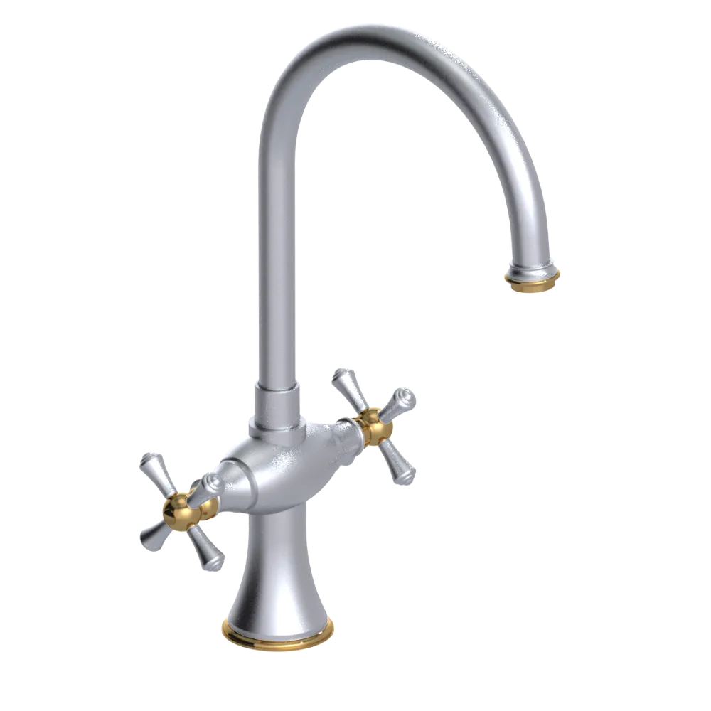 Rubinet Two Handle Single Hole Kitchen Set Satin Chrome