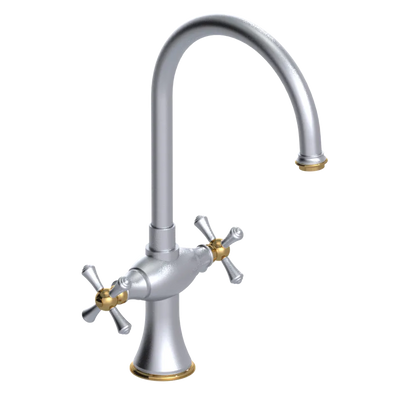 Rubinet Two Handle Single Hole Kitchen Set Satin Chrome