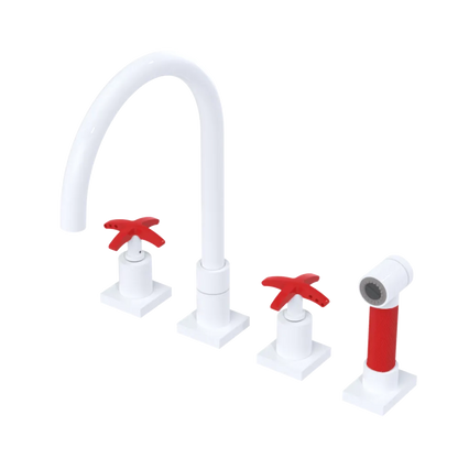 Rubinet Widespread Kitchen Set with Hand Spray White