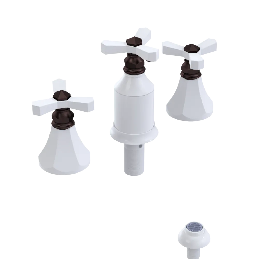Rubinet Bidet Fitting with Spray, Diverter, and Vacum Breaker (Less Drain) White
