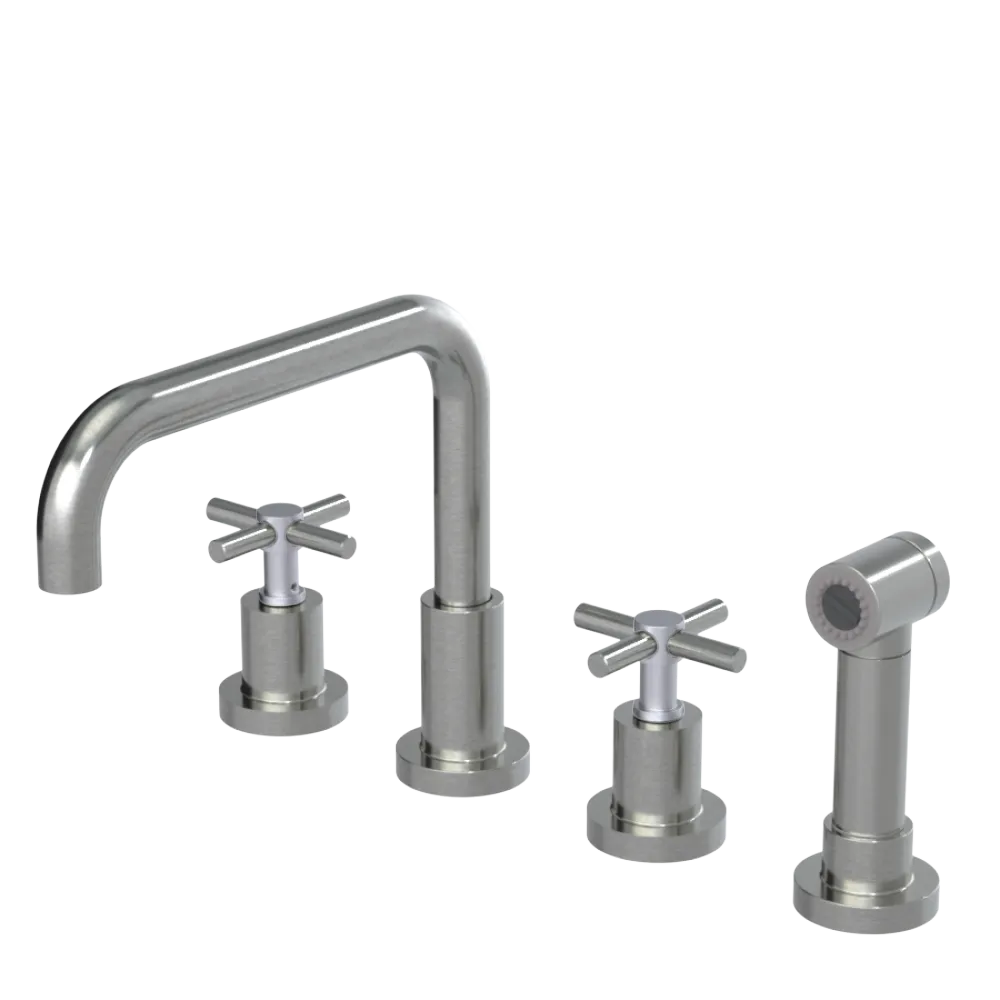 Rubinet Widespread Kitchen Set with Hand Spray Satin Nickel