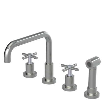 Rubinet Widespread Kitchen Set with Hand Spray Satin Nickel