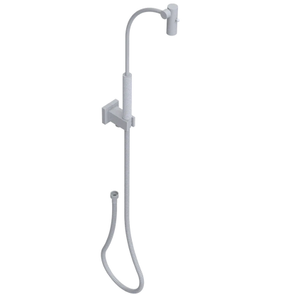 Rubinet Hand Held Shower Bidet with Extended Reach & Dual Function Spray Including Wall Bracket with Supply & Hose (Square) Matt White