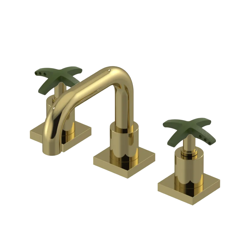 Rubinet Widespread Lav. Set. with Genesis spout (less drain) Natural Brass