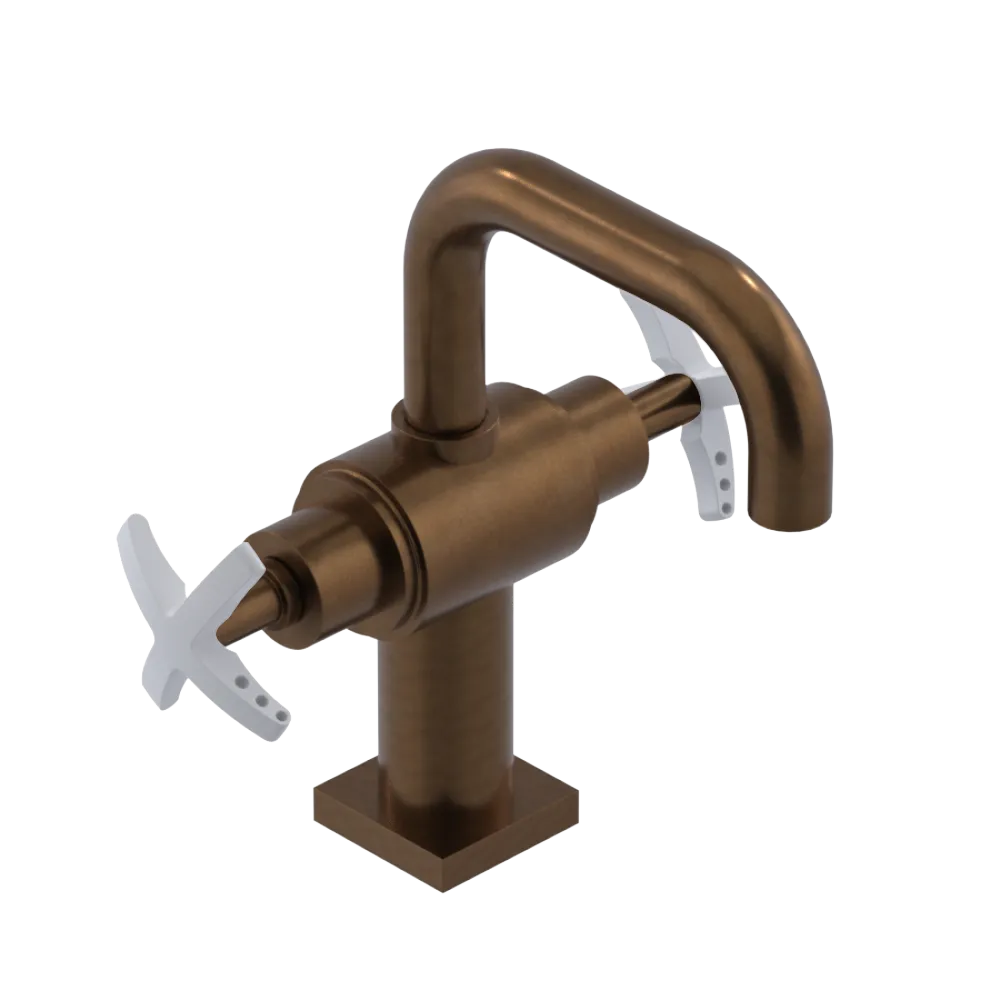 Rubinet Single Hole Dual Handle Lav. Set. with Genesis spout (less drain) Tuscan Brass
