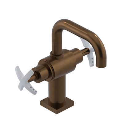 Rubinet Single Hole Dual Handle Lav. Set. with Genesis spout (less drain) Tuscan Brass