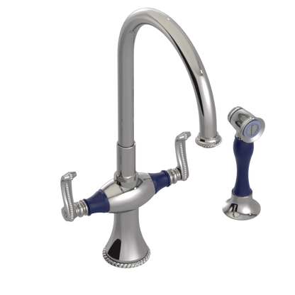 Rubinet Two Handle Single Hole Kitchen Set with Hand Spray Polished Nickel