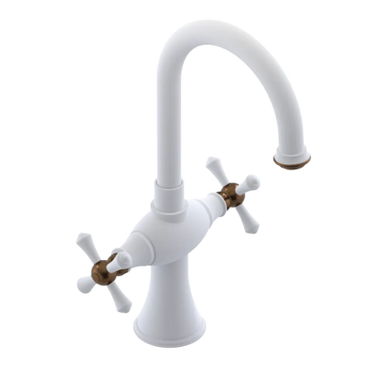 Rubinet Single Hole Dual Handle Lav. Set. (less drain) Matt White