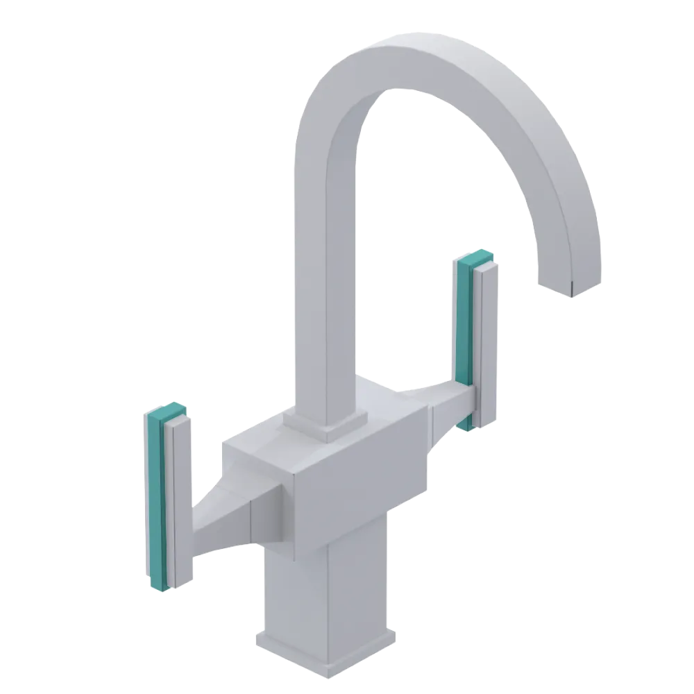 Rubinet Single Hole Dual Handle Lav. Set. (less drain) Matt White