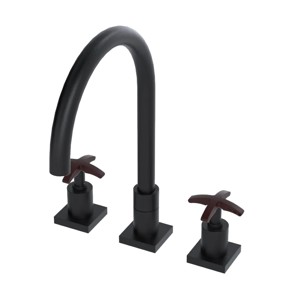 Rubinet Widespread Kitchen Set Matt Black