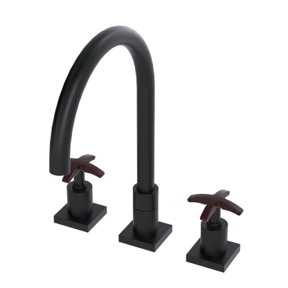 Rubinet Widespread Kitchen Set Matt Black