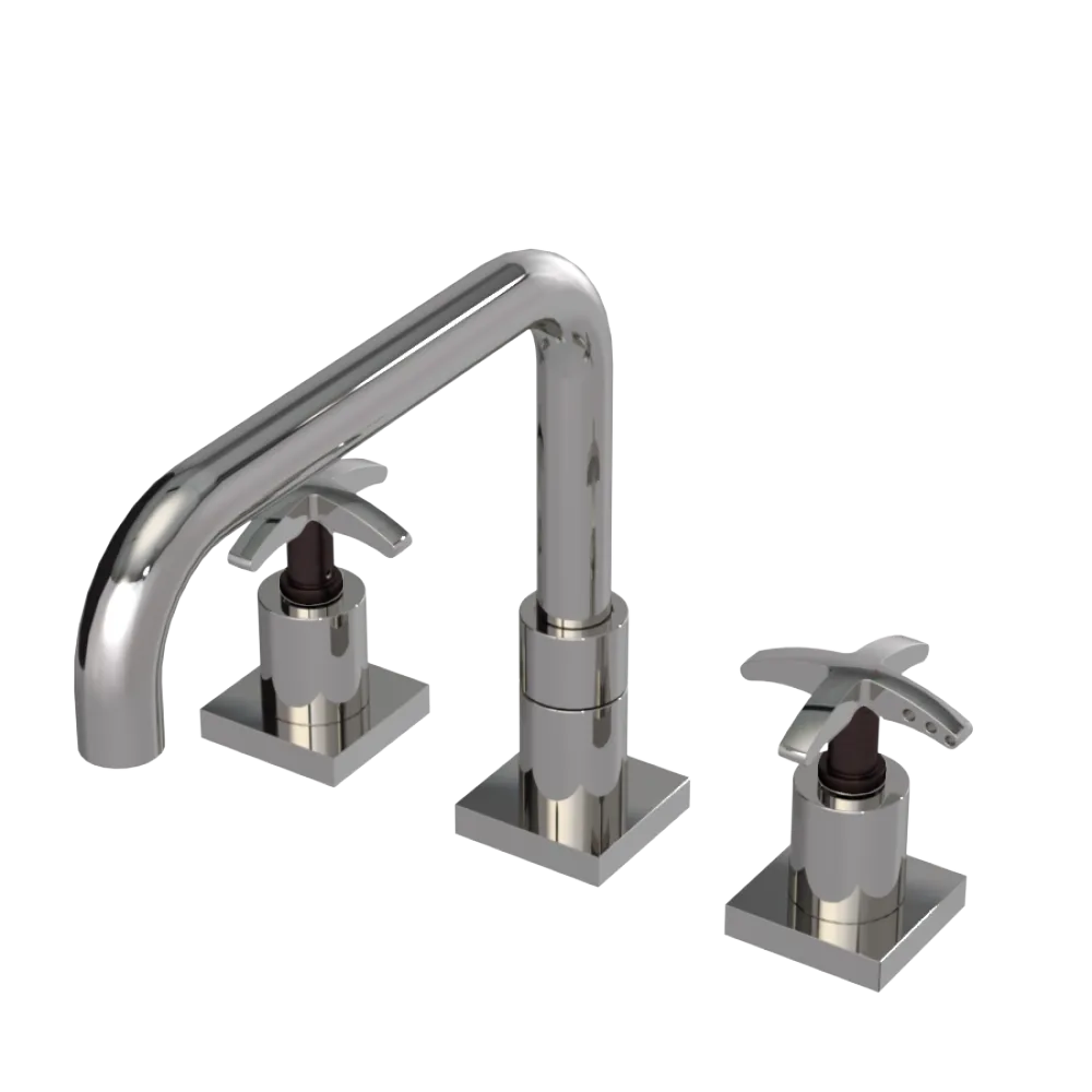 Rubinet Widespread Kitchen Set with Genesis Spout Polished Nickel