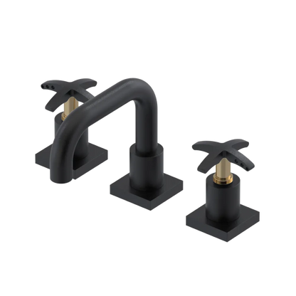 Rubinet Widespread Lav. Set. with Genesis spout (less drain) Matt Black